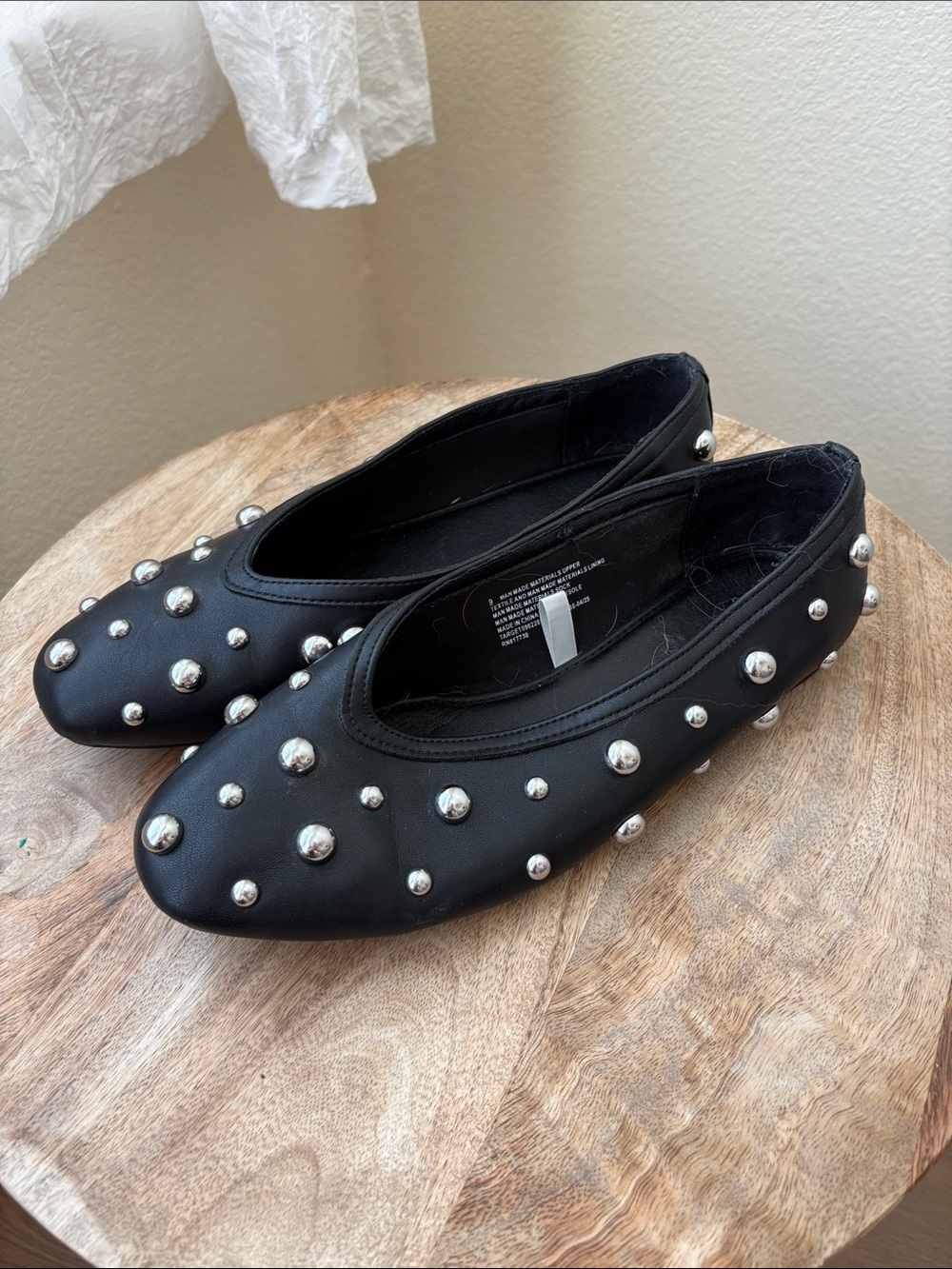 Target Black Ballet Flats with Silver Studs